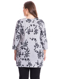 Chicwe Women's Plus Size Butterfly Printed Tunic Top Cashmere Touch V-Neck US14-26