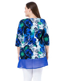 Chicwe Women's Plus Size Floral Printed Tunic Top V-Neck with Chiffon Hem US16-26