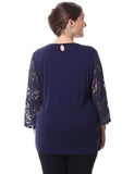 Chicwe Women's Lined Plus Size Lace Top Blouse 3/4 Sleeves M-4XL