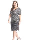 Chicwe Women's Plus Size Zigzag Printed Dress V-Neck Short Sleeves US16-26