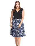 Chicwe Women's Plus Size Floral Printed Skater Dress 1X-4X