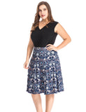 Chicwe Women's Plus Size Floral Printed Skater Dress 1X-4X