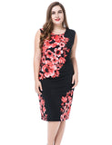 Chicwe Women's Lined Plus Size Floral Printed Dress Sleeveless US16-28