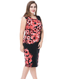 Chicwe Women's Lined Plus Size Floral Printed Dress Sleeveless US16-28