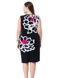 Chicwe Women's Lined Plus Size Floral Printed Dress Sleeveless US16-28