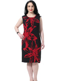 Chicwe Women's Lined Plus Size Floral Printed Dress Sleeveless US16-28