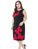 Chicwe Women's Plus Size Butterfly Printed Dress Sleeveless with Back Metal Zip US16-26