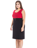 Chicwe Women's Plus Size Dress Sleeveless with Insert Waistband and Metal Buckle US16-26