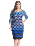 Chicwe Women's Plus Size Printed Dress Keyhole Neck with Metal Trim Border US16-26