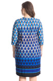 Chicwe Women's Plus Size Printed Dress Keyhole Neck with Metal Trim Border US16-26