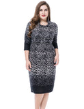 Chicwe Women's Cashmere Touch Plus Size Printed Dress Cowl Neck US16-26