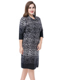 Chicwe Women's Cashmere Touch Plus Size Printed Dress Cowl Neck US16-26