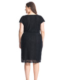 Chicwe Women's Lined Plus Size Lace Dress with Cross-Over V-Neck 1X-4X