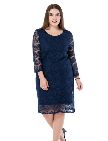 Chicwe Women's Lined Plus Size Lace Dress 3/4 Sleeves US16-26