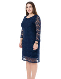 Chicwe Women's Lined Plus Size Lace Dress 3/4 Sleeves US16-26