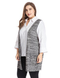 Chicwe Women's Plus Size Melange Knit Vest Cardigan Style with Pockets US16-26