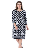 Chicwe Women's Plus Size Printed Shift Dress Cashmere Touch US12-28