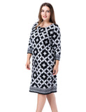 Chicwe Women's Plus Size Printed Shift Dress Cashmere Touch US12-28